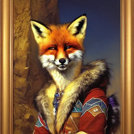 Image similar to a portrait of fox mccloud smiling at the viewer. highly detailed painting by gaston bussiere, craig mullins, j. c. leyendecker, furry