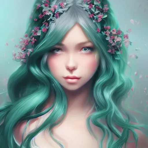 Prompt: teen girl, mint hair, gorgeous, amazing, elegant, intricate, highly detailed, digital painting, artstation, concept art, sharp focus, illustration, art by ross tran