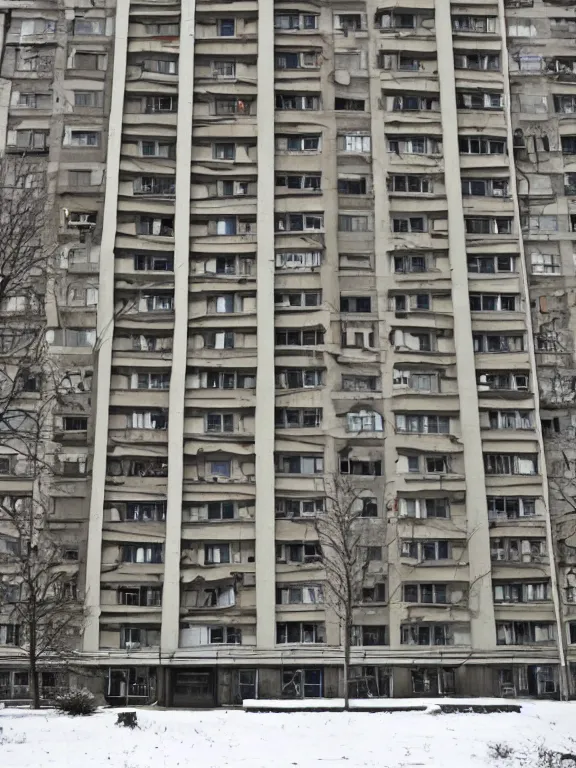 Image similar to Photo of Soviet apartment building, full object