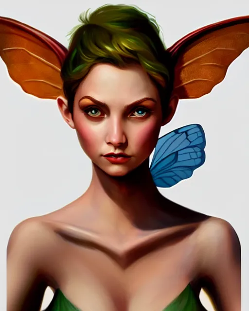 Prompt: 3 / 4 long shot portrait of a beautiful powerful pixie with wings, digital painting, artstation, concept art, smooth, sharp focus, illustration, art by disney, symmetry face, art by alex ross, brittney lee