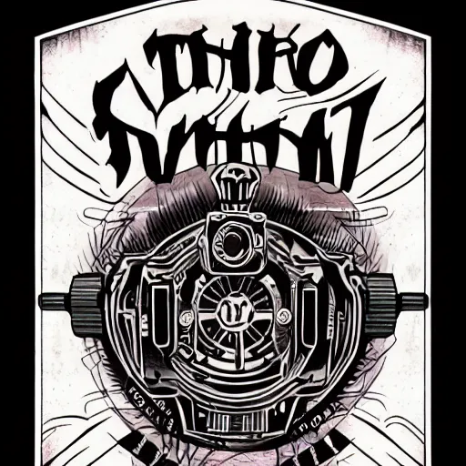 Image similar to tattoo design for a cult of the machine