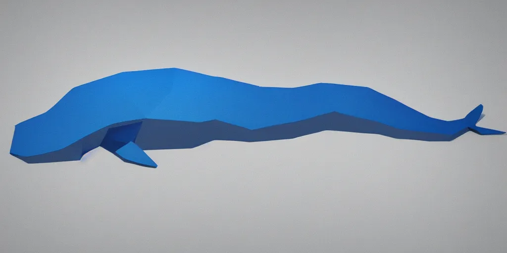 Image similar to concept art of low polygon 3 d render of a blue whale