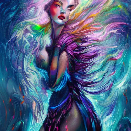 Image similar to woman popular fantasy art abstract painting generated by artificial intelligence, 8K UHD, trending on artstation, extremely detailed