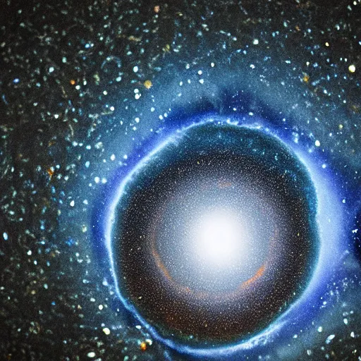 Image similar to macro shot of a galaxy inside an human eye, ultra detailed, realistic