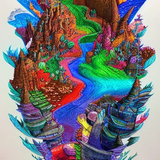 Image similar to Colored pencil art on paper, Terraria, hyper detailed, artstation, MasterPiece, Award-Winning, Caran d'Ache Luminance