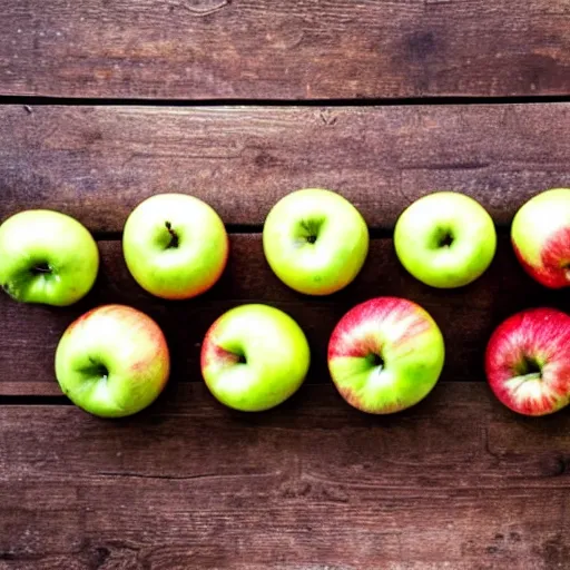 Image similar to nine apples on a wooden table