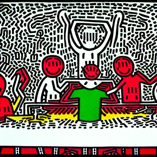 Image similar to The last supper, by Keith Haring