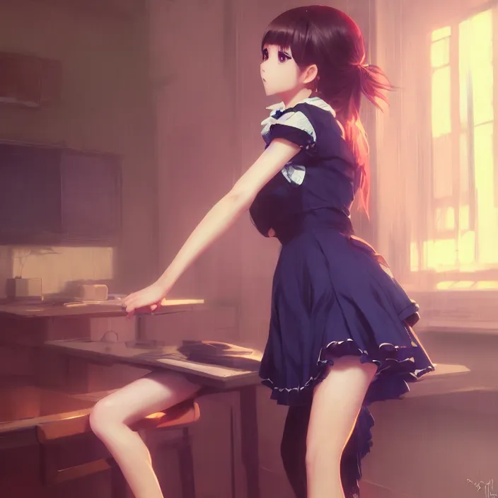 Prompt: a potrait of anime girl, my dress up darling anime, fine details, night setting, realistic shaded lighting poster by ilya kuvshinov katsuhiro, artgerm, jeremy lipkin and michael garmash, unreal engine 5, radiant light, detailed and intricate environment