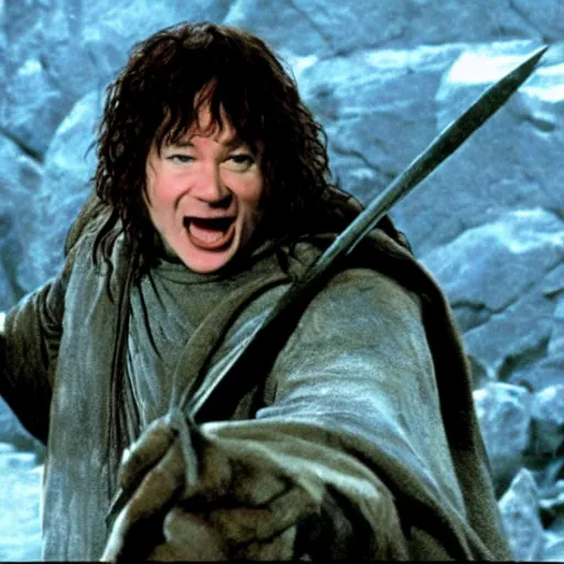 Prompt: film still of mike myers in the lord of the rings