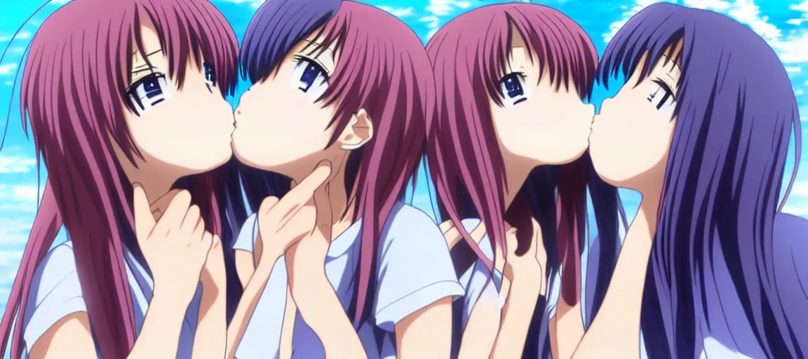 Prompt: anime girls kissing