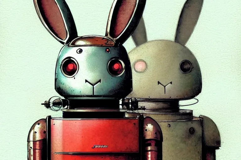 Image similar to adventurer ( ( ( ( ( 1 9 5 0 s retro future robot android rabbit. muted colors. ) ) ) ) ) by jean baptiste monge!!!!!!!!!!!!!!!!!!!!!!!!! chrome red