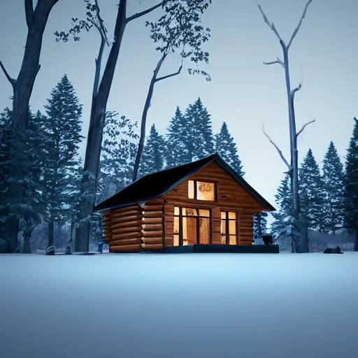 Image similar to a cabin in the woods, octane render