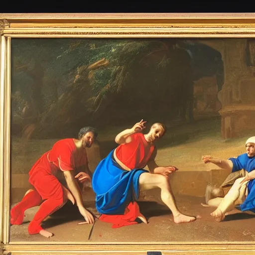 Prompt: me and the boys at 3 am looking for beans, cinematic, sharp, crisp, nicolas poussin
