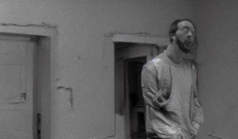 Image similar to Doug Walker crying in an empty room, film still, by Andrei Tarkovsky