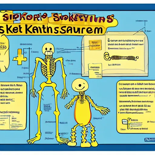 Prompt: spongebob skeletal system diagram