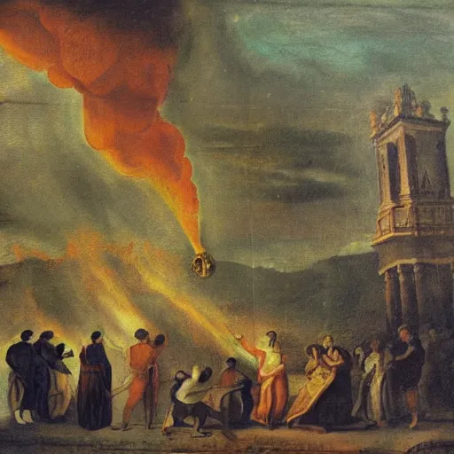 Image similar to 1 8 th painting of a giovanna d'arco burned at the stake