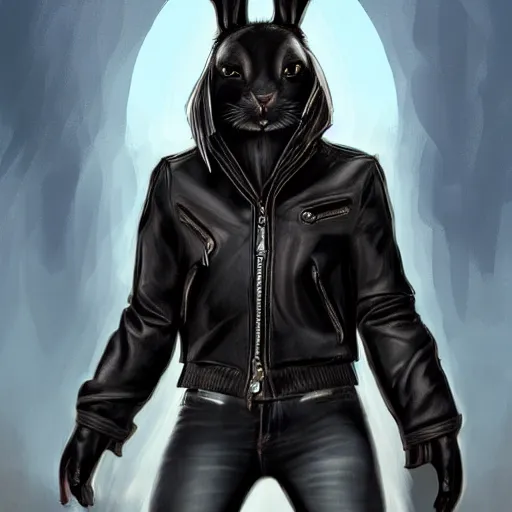 Prompt: A bunny with a small head wearing a leather jacket and leather jeans and leather gloves, trending on FurAffinity, energetic, dynamic, digital art, highly detailed, FurAffinity, high quality, digital fantasy art, FurAffinity, FurAffinity, favorite, character art