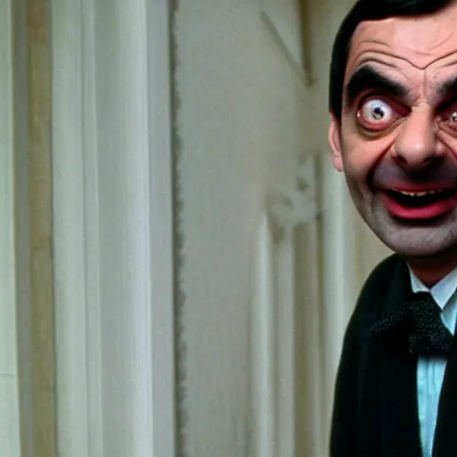 Image similar to A still of Mr Bean in The Shining