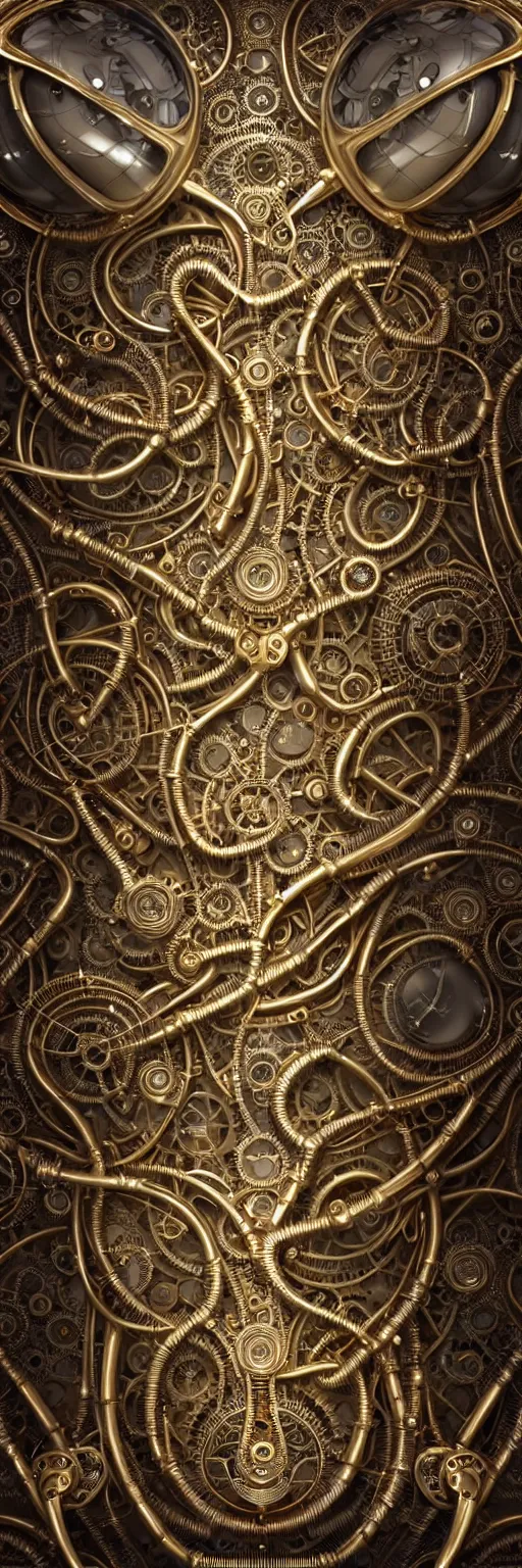 Prompt: seamless pattern of steampunk cybernetic biomechanical matahari, 3 d model, very coherent symmetrical artwork, unreal engine realistic render, 8 k, micro detail, gold white plastic and steel intricate, elegant, highly detailed, digital painting, artstation, smooth, sharp focus, illustration, artgerm, tomasz alen kopera, wlop