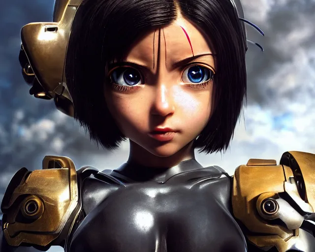 Prompt: battle angel alita, mouth open in awe, doe eyes, photorealistic, lifelike, portrait, octane engine, cinematic lighting, high detail, high resolution