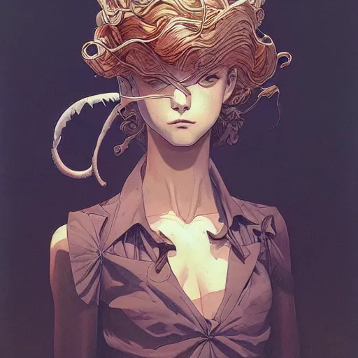 Image similar to prompt : magestic rogue portrait soft light painted by james jean and katsuhiro otomo, inspired by evangeleon anime, smooth face feature, intricate oil painting, high detail illustration, sharp high detail, manga and anime 1 9 9 0