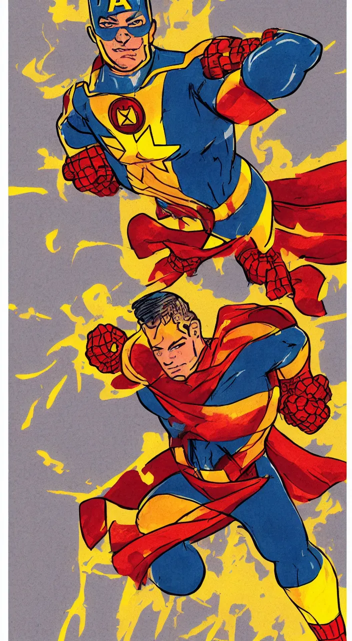 Prompt: illustration of captain marigold, marvel superhero