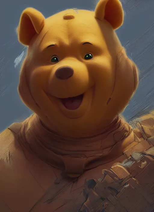 Image similar to Portrait Winne the Pooh, marvel comics, dark, intricate, highly detailed, smooth, artstation, digital illustration by Ruan Jia and Mandy Jurgens and Artgerm and Wayne Barlowe and Greg Rutkowski and Frank Frazetta