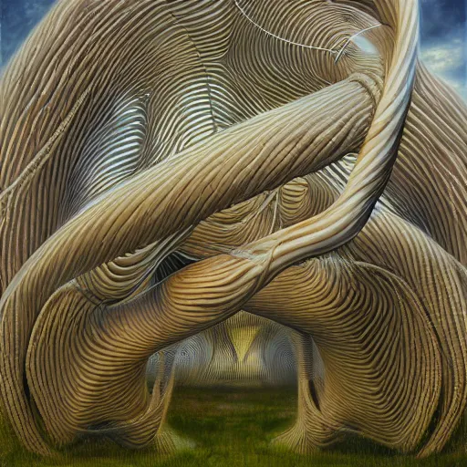 Prompt: interconnected human lifeforms, connected by biomorphic body connections, by peter gric