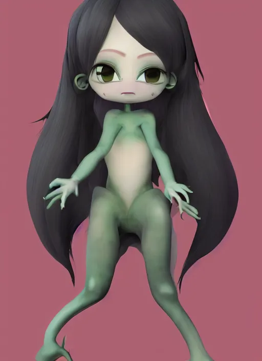 Image similar to female furry mini cute style, character adoptable, highly detailed, rendered, ray - tracing, cgi animated, 3 d demo reel avatar, style of maple story and zootopia, maple story cthulhu girl, dark cthulhu, dark skin, cool clothes, soft shade, soft lighting