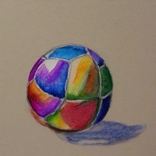 Prompt: a ball, pencil and watercolor