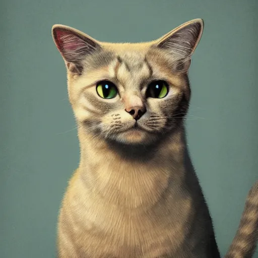 Prompt: photo portrait of a cat made in a professional studio, professional portfolio of a cat, trending on artstation, super detailed, everything in a beautiful light, stylishly designed background, fantasy art