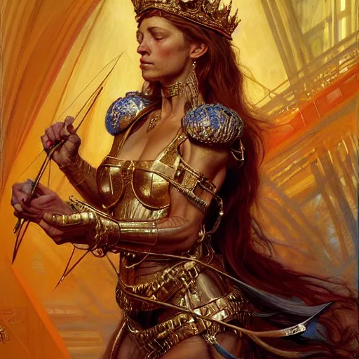 Image similar to highly detailed portrait of a majestic lioness queen in the form of a beautiful woman. d & d. art by donato giancola and eugene delacroix and ruan jia and carl larsson. trending on artstation, intricate details, energetic composition, golden ratio, concept art, illustration, elegant art, global illuminaition