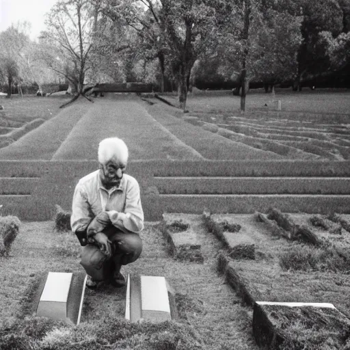 Image similar to a soul looking at his grave