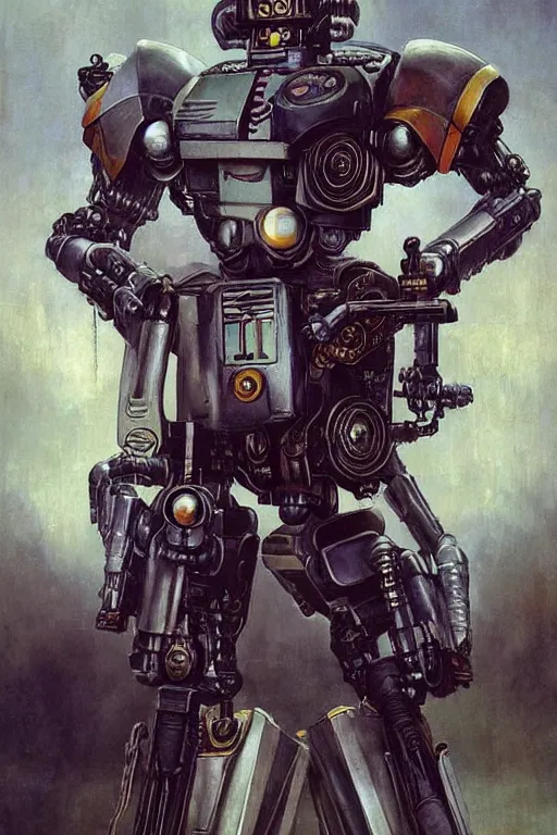 Image similar to fullbody or portrait, simple futurist cyborg raven, warhammer 4 0 k, perfect future, award winning art by santiago caruso, iridescent color palette, by wlop and karol bak and bouguereau and viktoria gavrilenko, 1 9 7 0 s retro future robot android. muted colors