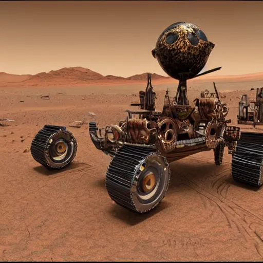 Prompt: steampunk safari on mars