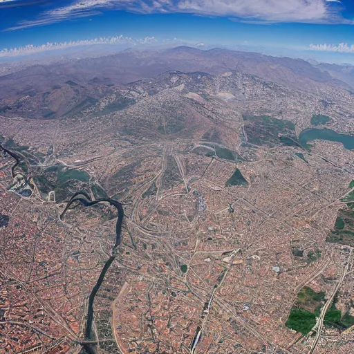 Prompt: satellite photo of santiago de chile and surrounding region