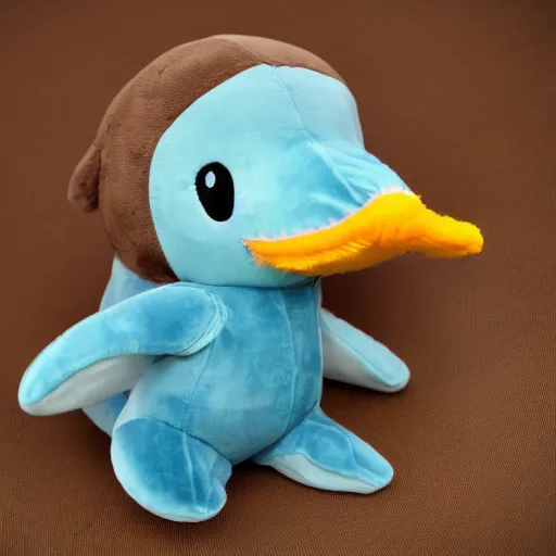 Image similar to a happy dolphin, plush doll, 8 k