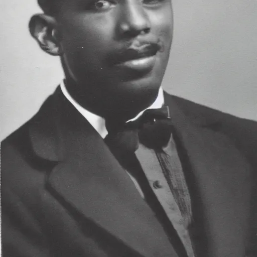 Image similar to vintage photo of a black man wearing a black suit in front of rio de janeiro