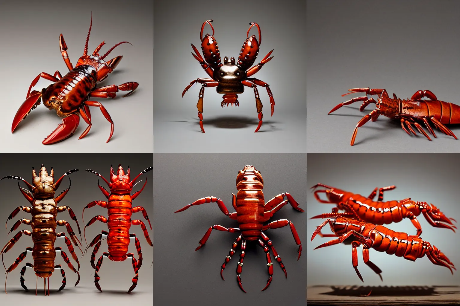 Prompt: surrealist figurines of lobsters, by nancy fouts