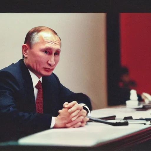 Image similar to sony 35mm photo of kim jong putin. Soft light, high quality