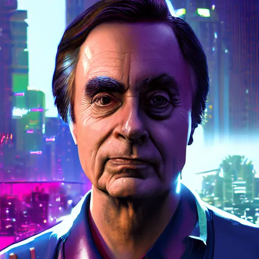 Image similar to carl sagan portrait in cyberpunk 2 0 7 7 3 8 4 0 x 2 1 6 0 simulation hypothesis