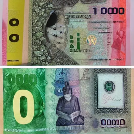 Image similar to photo of an origami made of 1 k philippine peso bill