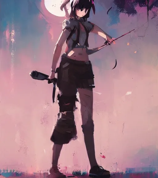 Prompt: ismail inceoglu painting of an anime woman