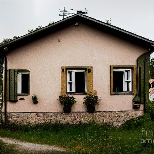 Prompt: A house in a Polish village, photography