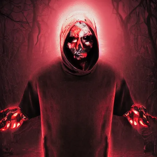 Image similar to a pale figure in a black hood, surrounded by zombies, with swirling glowing red magic, high quality, by anson maddocks, 4 k, digital art