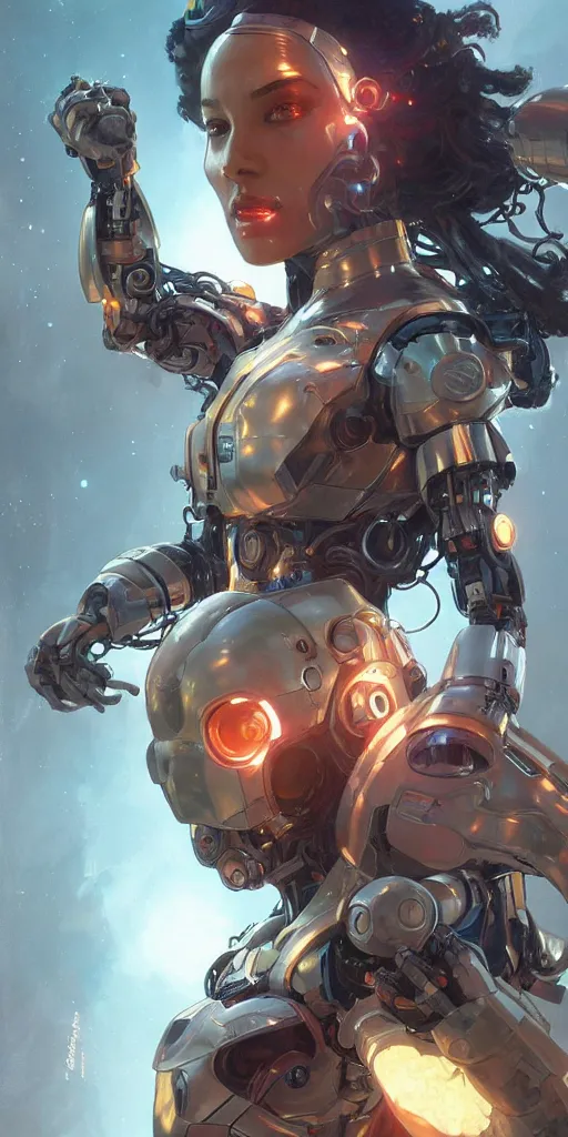 Prompt: cyborg droid entanglement milky way, epic lighting, sketch illustration, ultra detailed, art by artgerm and greg rutkowski and alphonse mucha