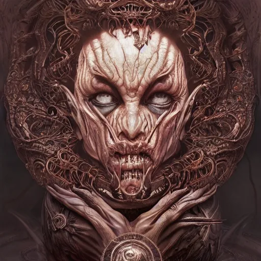 Image similar to whirling ornate intricate portrait of a male bloodied filigreed alien, muscles, rippling, warping, ultra realistic, concept art, intricate details, eerie, highly detailed, photorealistic, octane render, 8 k, unreal engine. art by artgerm and greg rutkowski and alphonse mucha