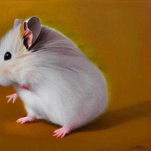 Image similar to hamster going super saiyan, oil painting