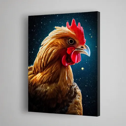 Image similar to Chicken eating the universe, ultra realistic, 8k 4k, highly detailed, award winning, trending on artstation