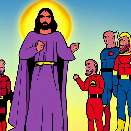 Image similar to jesus as a superhero